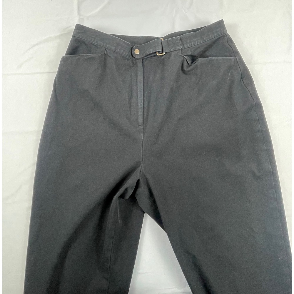 TALBOTS Black High Waisted Straight Leg Trousers with Side Buckle Detail SIZE 14 - Picture 8 of 16